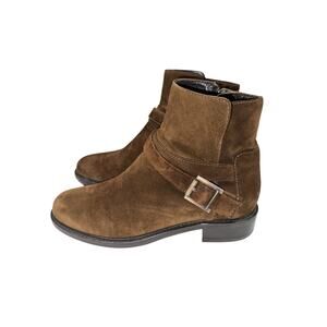 Aquatalia Bree Ankle Boots Booties Shoes Womens Sz 9 Brown Suede Water Resist